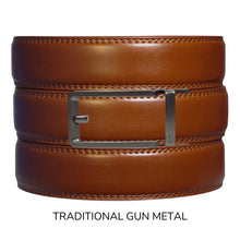 Load image into Gallery viewer, Cognac Leather Ratchet Belt &amp; Buckle Set