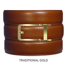 Load image into Gallery viewer, Cognac Leather Ratchet Belt &amp; Buckle Set