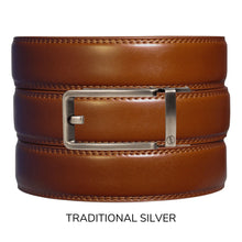 Load image into Gallery viewer, Cognac Leather Ratchet Belt &amp; Buckle Set