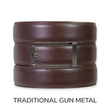 Load image into Gallery viewer, Espresso Leather Rachet Belt &amp; Buckle Set