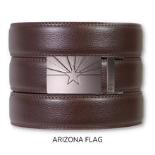 Load image into Gallery viewer, Espresso Leather Rachet Belt &amp; Buckle Set
