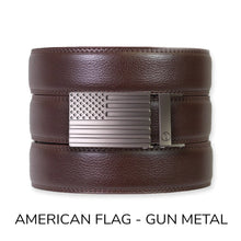 Load image into Gallery viewer, Espresso Leather Rachet Belt &amp; Buckle Set