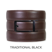 Load image into Gallery viewer, Espresso Leather Rachet Belt &amp; Buckle Set
