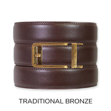 Load image into Gallery viewer, Espresso Leather Rachet Belt &amp; Buckle Set