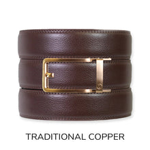 Load image into Gallery viewer, Espresso Leather Rachet Belt &amp; Buckle Set