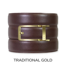 Load image into Gallery viewer, Espresso Leather Rachet Belt &amp; Buckle Set