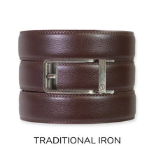 Load image into Gallery viewer, Espresso Leather Rachet Belt &amp; Buckle Set