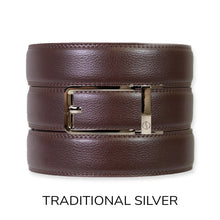 Load image into Gallery viewer, Espresso Leather Rachet Belt &amp; Buckle Set