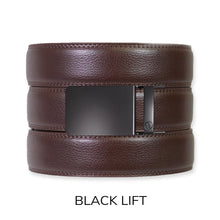 Load image into Gallery viewer, Espresso Leather Rachet Belt &amp; Buckle Set