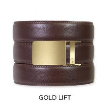 Load image into Gallery viewer, Espresso Leather Rachet Belt &amp; Buckle Set