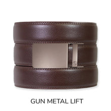 Load image into Gallery viewer, Espresso Leather Rachet Belt &amp; Buckle Set