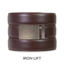Load image into Gallery viewer, Espresso Leather Rachet Belt &amp; Buckle Set