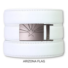 Load image into Gallery viewer, White Leather Ratchet Belt &amp; Buckle Set