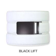 Load image into Gallery viewer, White Leather Ratchet Belt &amp; Buckle Set