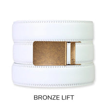 Load image into Gallery viewer, White Leather Ratchet Belt &amp; Buckle Set