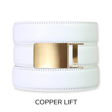 Load image into Gallery viewer, White Leather Ratchet Belt &amp; Buckle Set