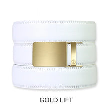 Load image into Gallery viewer, White Leather Ratchet Belt &amp; Buckle Set