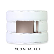 Load image into Gallery viewer, White Leather Ratchet Belt &amp; Buckle Set