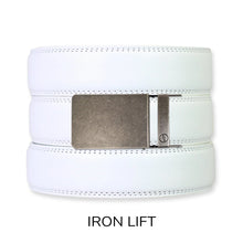 Load image into Gallery viewer, White Leather Ratchet Belt &amp; Buckle Set