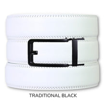 Load image into Gallery viewer, White Leather Ratchet Belt &amp; Buckle Set