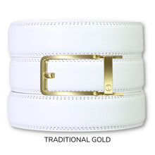 Load image into Gallery viewer, White Leather Ratchet Belt &amp; Buckle Set