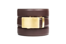 Load image into Gallery viewer, Dark Brown Leather Rachet Belt &amp; Buckle Set - Tough Tie