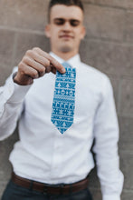 Load image into Gallery viewer, My Grandma Knit This Blue Ugly Christmas Sweater Tie Missionary Tie