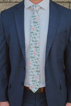 Load image into Gallery viewer, man in blue suit with agave and succulent tie