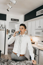 Load image into Gallery viewer, man in white shirt with agave and succulent tie